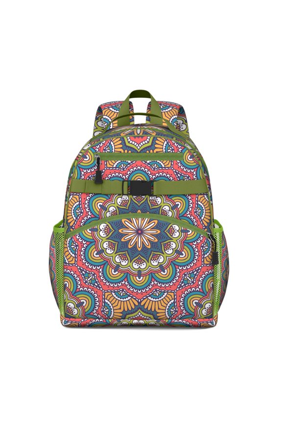 Trippy Abstract Geometric School Backpack Adjustable Padded Straps Chest Buckle Spacious Durable Backpack For Elementary School