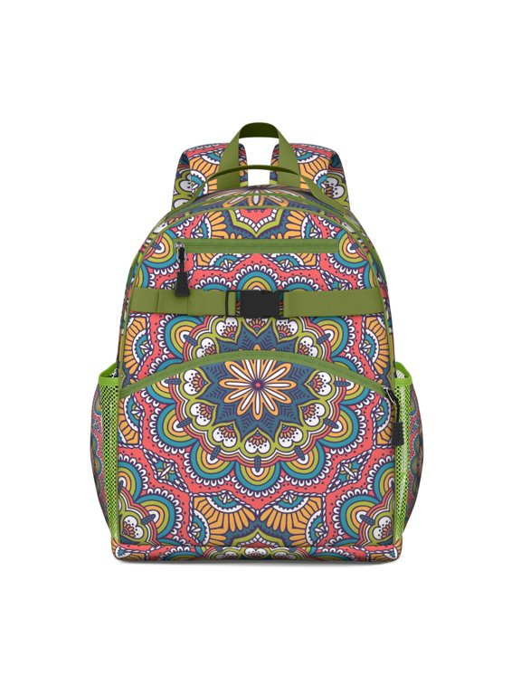 Trippy Abstract Geometric School Backpack Adjustable Padded Straps Chest Buckle Spacious Durable Backpack For Elementary School