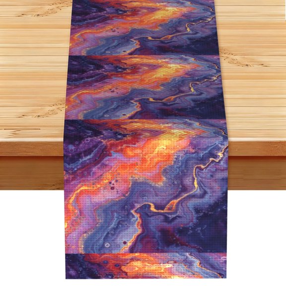Trippy Abstract Purple Tie Dye Table Runner 13x72 Inch for Dining Table Kitchen Wedding Party Decor Fireplace Mantle