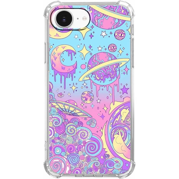 Trippy Alien Art Case for iPhone 16e/17e, Aesthetic Psychedelic Hippie Pattern, Trendy Soft TPU Case Compatible with iPhone 16e/17e