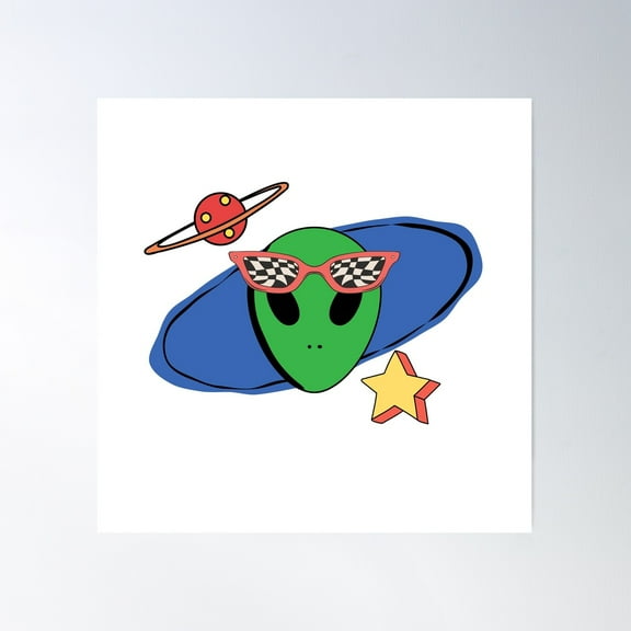 Trippy Alien Poster Wall Art, Modern Wall Decor For Living Room Bedroom, 24x24 UNFRAMED