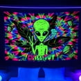 thumbnail image 1 of Trippy Alien Tapestry, UV Reactive Blacklight Wall Tapestry for Bedroom, Psychedelic Colorful Tapestries  Aesthetic Hippie Art Decor 60X40 in, 1 of 2