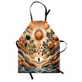 thumbnail image 1 of Trippy Apron, Bohemian Sunny Atmosphere Waves Psychedelic Huddles of Clouds and Leaves, Unisex Kitchen Bib with Adjustable Neck for Cooking Gardening, Adult Size, Pale Brown Petrol Blue, by Ambesonne, 1 of 4