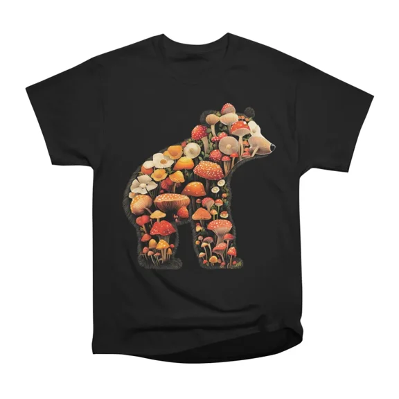 Trippy Bear Magic Shrooms T-Shirt Tee Gift For Him Merch For Her Apparel For Friend