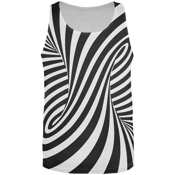 Trippy Black And White Swirl All Over Mens Tank Top Multi MD