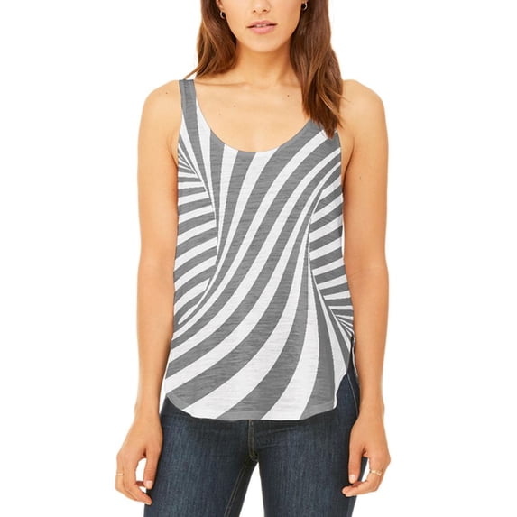 Trippy Black And White Swirl Juniors Flowy Side Slit Tank Top Multi 2XL