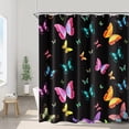 thumbnail image 1 of Trippy Butterfly Shower Curtain Colorful Moth Insect in Black Art Psychedelic Aesthetic Shower Curtains Funny Dorm Bathroom Decor for Girls 72x72 Inch Waterproof Polyester Fabric, 1 of 5