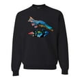 thumbnail image 1 of Trippy California Rainbow Neon Wolf Mountain Silhouette | Mens Animal Lover Crewneck Graphic Sweatshirt, Black, Small, 1 of 4