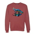thumbnail image 1 of Trippy California Rainbow Neon Wolf Mountain Silhouette | Mens Animal Lover Crewneck Graphic Sweatshirt, Vintage Heather Red, Small, 1 of 4
