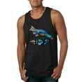 thumbnail image 1 of Trippy California Rainbow Neon Wolf Mountain Silhouette | Mens Animal Lover Graphic Tank Top, Black, Small, 1 of 4