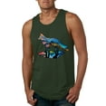thumbnail image 1 of Trippy California Rainbow Neon Wolf Mountain Silhouette | Mens Animal Lover Graphic Tank Top, Forest Green, X-Large, 1 of 4
