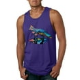 thumbnail image 1 of Trippy California Rainbow Neon Wolf Mountain Silhouette | Mens Animal Lover Graphic Tank Top, Purple, 3XL, 1 of 4