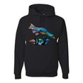 thumbnail image 1 of Trippy California Rainbow Neon Wolf Mountain Silhouette | Mens Animal Lover Hooded Sweatshirt Graphic Hoodie, Black, 3XL, 1 of 4