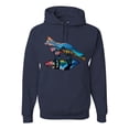thumbnail image 1 of Trippy California Rainbow Neon Wolf Mountain Silhouette | Mens Animal Lover Hooded Sweatshirt Graphic Hoodie, Navy, Medium, 1 of 4