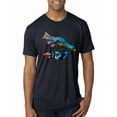 thumbnail image 1 of Trippy California Rainbow Neon Wolf Mountain Silhouette | Mens Animal Lover Premium Tri Blend T-Shirt, Vintage Navy, X-Large, 1 of 4