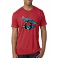 thumbnail image 1 of Trippy California Rainbow Neon Wolf Mountain Silhouette | Mens Animal Lover Premium Tri Blend T-Shirt, Vintage Red, Small, 1 of 4