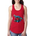 thumbnail image 1 of Trippy California Rainbow Neon Wolf Mountain Silhouette | Womens Animal Lover Jersey Racerback Tank Top, Red, Small, 1 of 4
