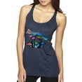 thumbnail image 1 of Trippy California Rainbow Neon Wolf Mountain Silhouette | Womens Animal Lover Premium Tri-Blend Racerback Tank Top, Vintage Navy, Medium, 1 of 4