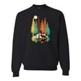 thumbnail image 1 of Trippy California Redwoods Forest Fox Silhouette | Mens Fashion Crewneck Graphic Sweatshirt, Black, Small, 1 of 4