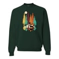 thumbnail image 1 of Trippy California Redwoods Forest Fox Silhouette | Mens Fashion Crewneck Graphic Sweatshirt, Forest Green, X-Large, 1 of 4