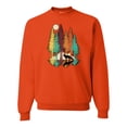 thumbnail image 1 of Trippy California Redwoods Forest Fox Silhouette | Mens Fashion Crewneck Graphic Sweatshirt, Orange, Large, 1 of 4
