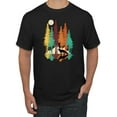 thumbnail image 1 of Trippy California Redwoods Forest Fox Silhouette | Mens Fashion Graphic T-Shirt, Black, 5XL, 1 of 4