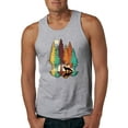 thumbnail image 1 of Trippy California Redwoods Forest Fox Silhouette | Mens Fashion Graphic Tank Top, Heather Grey, Large, 1 of 4