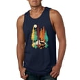 thumbnail image 1 of Trippy California Redwoods Forest Fox Silhouette | Mens Fashion Graphic Tank Top, Navy, 2XL, 1 of 4