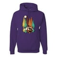 thumbnail image 1 of Trippy California Redwoods Forest Fox Silhouette | Mens Fashion Hooded Sweatshirt Graphic Hoodie, Purple, 3XL, 1 of 4