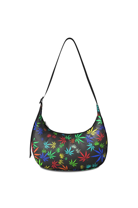 Trippy Cannabis Leaf Crossbody Handbag for Women, Lightweight Water-Resistant Hobo Purse with Neon Marijuana Leaf and Tie Dye Weed Patterns, Comfortable Wear and Large Capacity