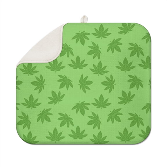 Trippy Cannabis Leaf Dish Drying Mat – Marijuana Leaf and Hemp Leaf Pattern with Psychedelic Colors
