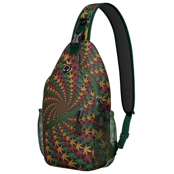 Trippy Cannabis Leaf Shoulder Backpack - Versatile Travel-Ready Daypack for Outdoor Adventures & Daily Commuting - Psychedelic Weed Aesthetic & Neon Glow in the Dark