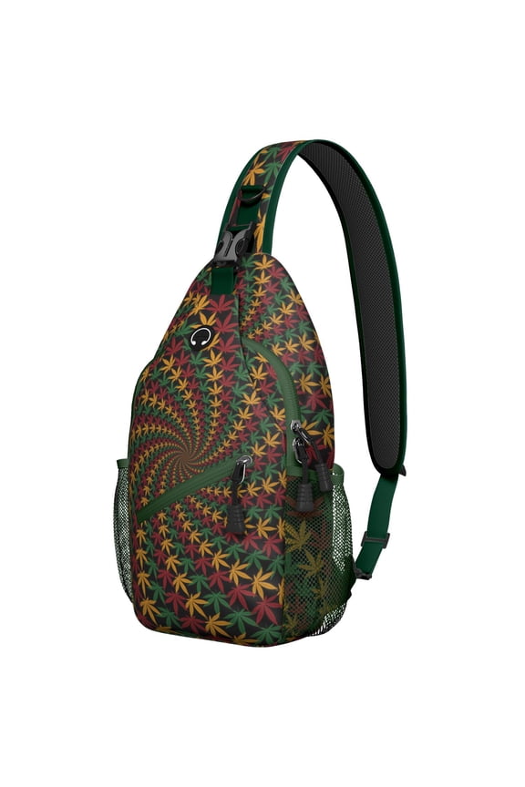 Trippy Cannabis Leaf Shoulder Backpack - Versatile Travel-Ready Daypack for Outdoor Adventures & Daily Commuting - Psychedelic Weed Aesthetic & Neon Glow in the Dark