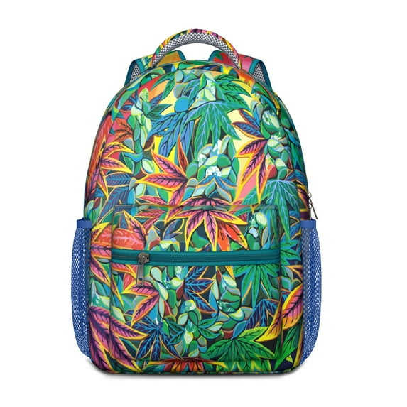 Trippy Cannabis Leaf Waterproof Bookbag - Lightweight Durable Backpack with Padded Straps & Organized Storage for College Students