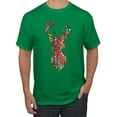 thumbnail image 1 of Trippy Colorful Buck Head Rainbow Hunting Deer Mosaic Animal Lover Men's Graphic T-Shirt, Kelly, 3XL, 1 of 3