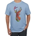 thumbnail image 1 of Trippy Colorful Buck Head Rainbow Hunting Deer Mosaic Animal Lover Men's Graphic T-Shirt, Light Blue, Large, 1 of 3
