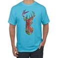 thumbnail image 1 of Trippy Colorful Buck Head Rainbow Hunting Deer Mosaic Animal Lover Men's Graphic T-Shirt, Light Turquoise, Large, 1 of 3