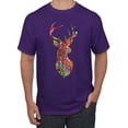 thumbnail image 1 of Trippy Colorful Buck Head Rainbow Hunting Deer Mosaic Animal Lover Men's Graphic T-Shirt, Purple, Medium, 1 of 3