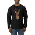 thumbnail image 1 of Trippy Colorful Buck Head Rainbow Hunting Deer Mosaic Animal Lover Mens Long Sleeve Shirt, Black, Small, 1 of 3