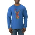 thumbnail image 1 of Trippy Colorful Buck Head Rainbow Hunting Deer Mosaic Animal Lover Mens Long Sleeve Shirt, Royal, Small, 1 of 3