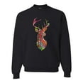 thumbnail image 1 of Trippy Colorful Buck Head Rainbow Hunting Deer Mosaic Animal Lover Unisex Crewneck Graphic Sweatshirt, Black, Small, 1 of 3