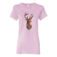 thumbnail image 1 of Trippy Colorful Buck Head Rainbow Hunting Deer Mosaic Animal Lover Womens Graphic T-Shirt, Light Pink, 3XL, 1 of 3