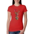 thumbnail image 1 of Trippy Colorful Buck Head Rainbow Hunting Deer Mosaic Animal Lover Womens Slim Fit Junior Tee, Red, Medium, 1 of 3
