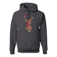 thumbnail image 1 of Trippy Colorful Buck Head Rainbow Hunting Deer Mosaic | Mens Animal Lover Hooded Sweatshirt Graphic Hoodie, Charcoal, 3XL, 1 of 4
