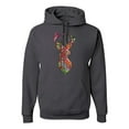 thumbnail image 1 of Trippy Colorful Buck Head Rainbow Hunting Deer Mosaic | Mens Animal Lover Hooded Sweatshirt Graphic Hoodie, Charcoal, Large, 1 of 4
