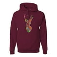 thumbnail image 1 of Trippy Colorful Buck Head Rainbow Hunting Deer Mosaic | Mens Animal Lover Hooded Sweatshirt Graphic Hoodie, Maroon, Medium, 1 of 4