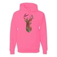 thumbnail image 1 of Trippy Colorful Buck Head Rainbow Hunting Deer Mosaic | Mens Animal Lover Hooded Sweatshirt Graphic Hoodie, Neon Pink, 3XL, 1 of 4