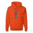 thumbnail image 1 of Trippy Colorful Buck Head Rainbow Hunting Deer Mosaic | Mens Animal Lover Hooded Sweatshirt Graphic Hoodie, Orange, 2XL, 1 of 4