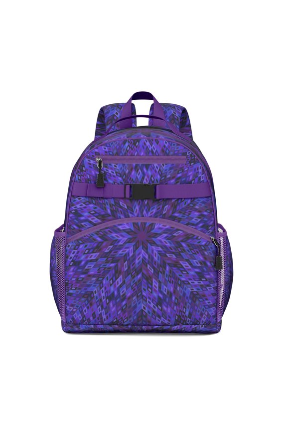 Trippy Colorful Geometric Abstract School Backpack With Adjustable Straps Chest Buckle Lightweight Durable Bookbag For Student And Students