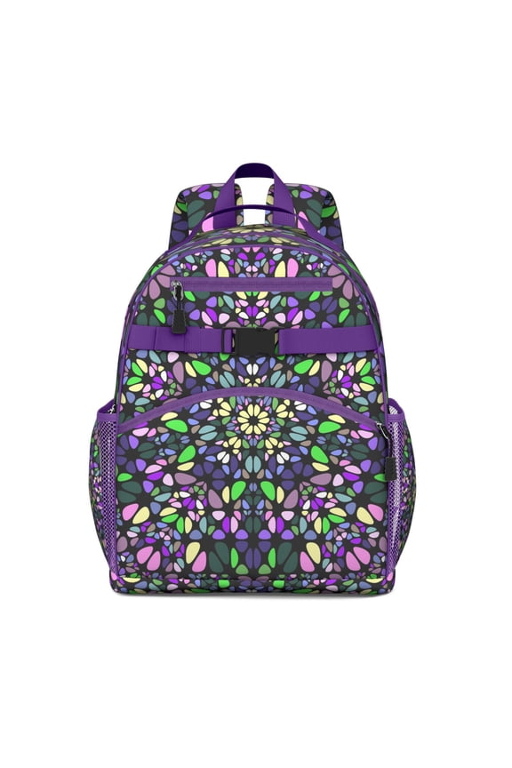 Trippy Colorful Geometric Abstract School Backpack With Adjustable Straps Chest Buckle Lightweight Durable Bookbag For Student And Students